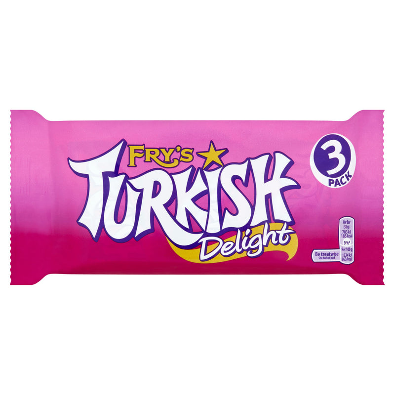 Fry's Turkish Delight Chocolate Bar 3 Pack 153g - British product
