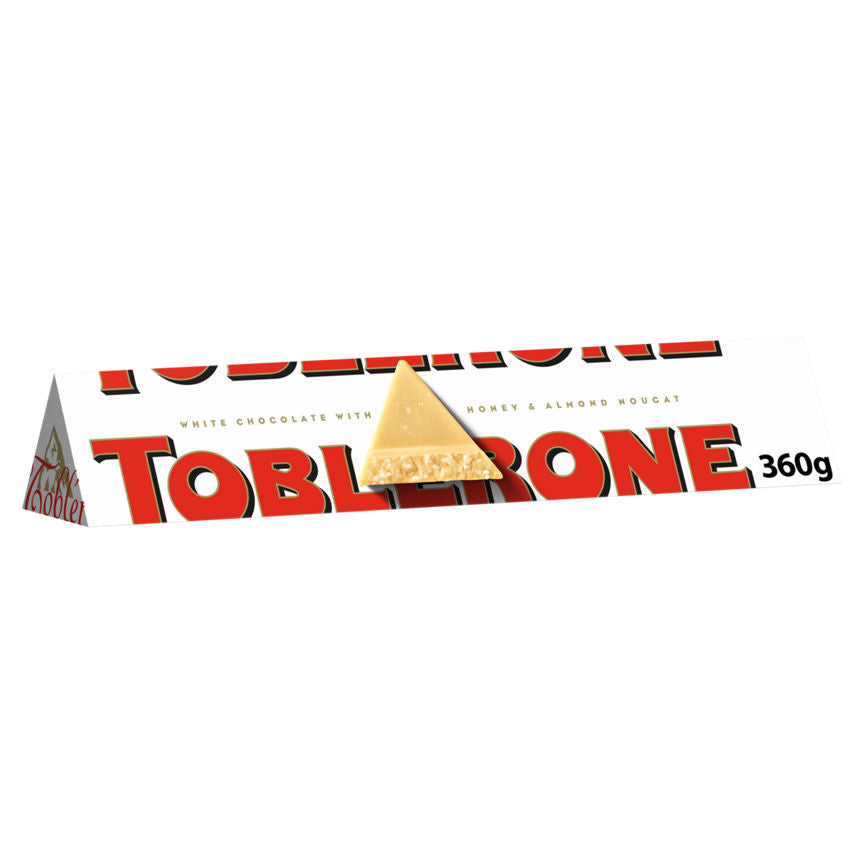 Toblerone White Chocolate with Honey & Almond Nougat Bar 360g GOODS ASDA   