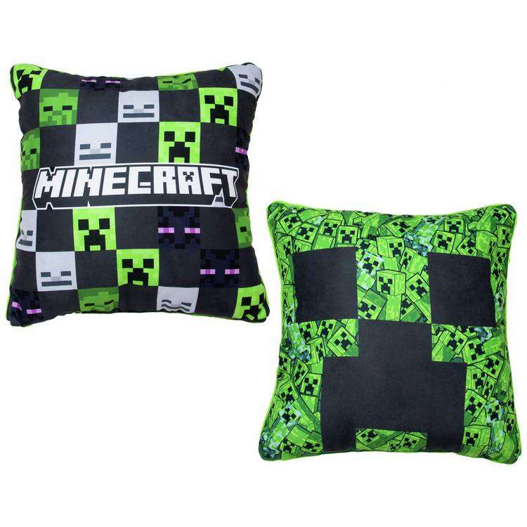 Minecraft cushion green reversible Creeper design 40x40cm, UK version