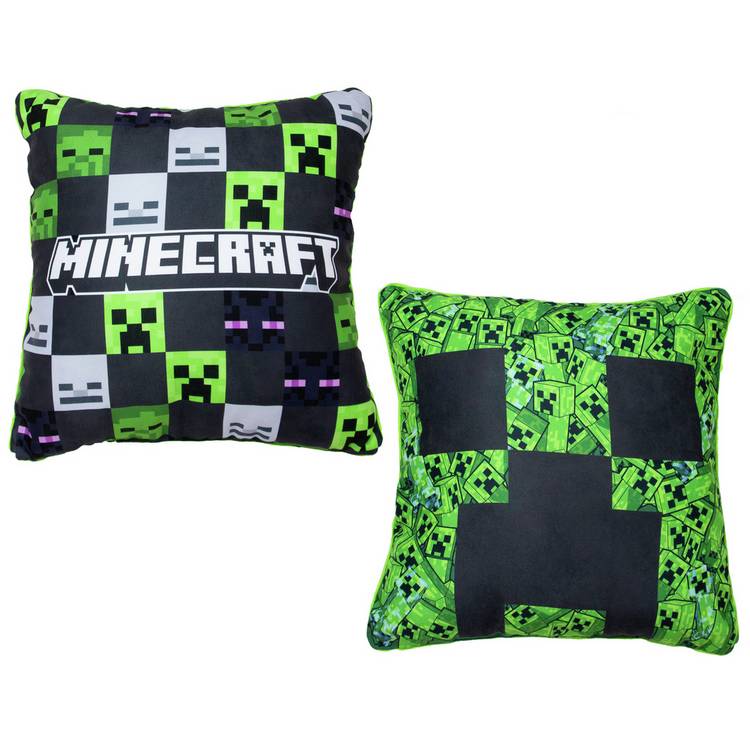 Minecraft cushion green reversible Creeper design 40x40cm, UK version