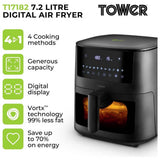 Tower T17182 7.2L air fryer black, imported from the UK