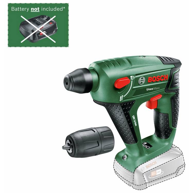 Bosch 3-in-1 Uneo Maxx cordless rotary hammer drill, imported from the UK