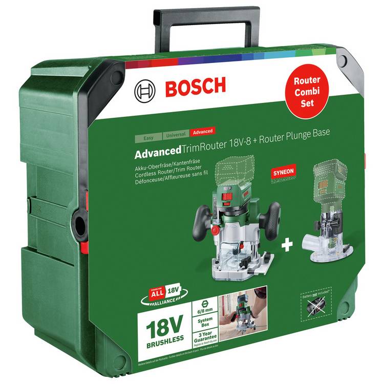 Bosch AdvancedTrimRouter 18V-8 router combination set - British product