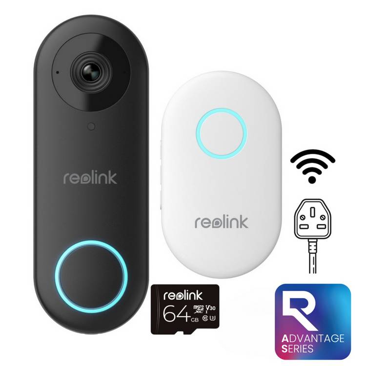 Reolink video doorbell 2K+ chime with 64GB SD card - British product