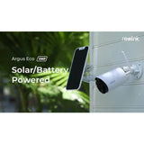 Reolink Argus 2K CCTV camera with solar panel and 64GB SD card, UK version