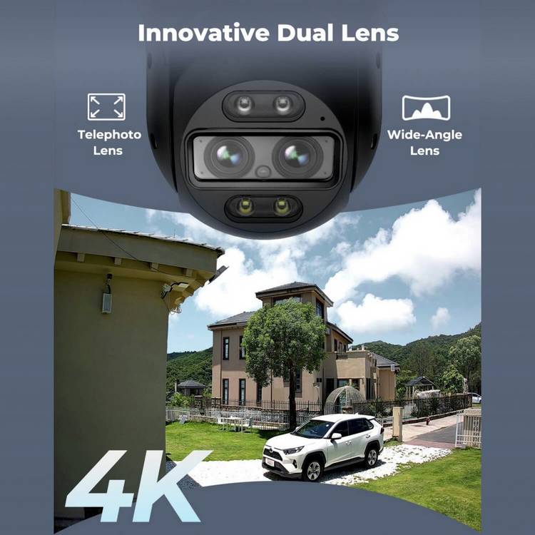 Reolink TrackMix 4K dual-lens CCTV camera, imported from the UK