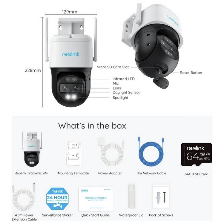 Reolink TrackMix 4K dual-lens CCTV camera, imported from the UK