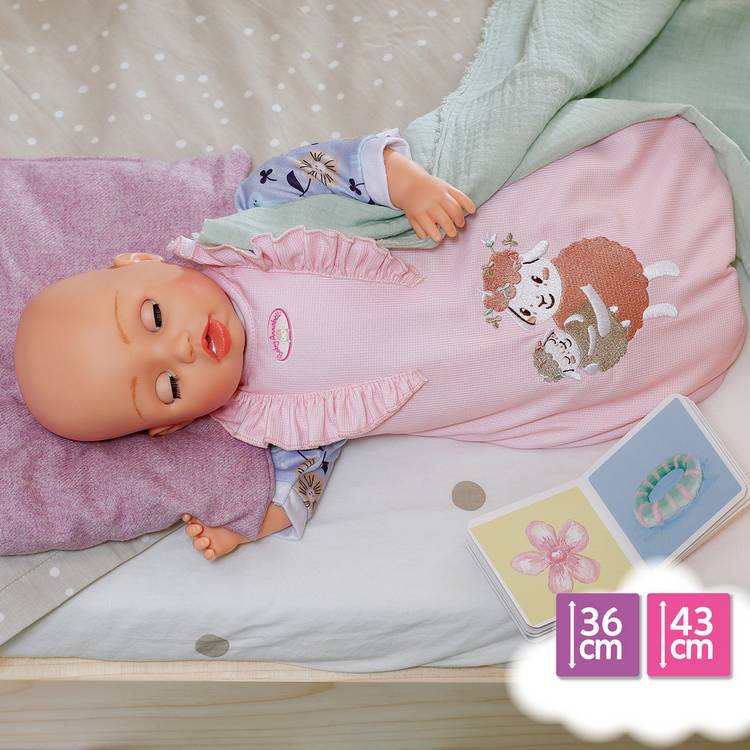 Baby Born doll sleeping bag with sheep embroidery 20cm - British product