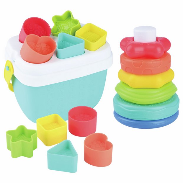 Chad Valley shape and stack bundle activity toy 19 pieces (British brand)