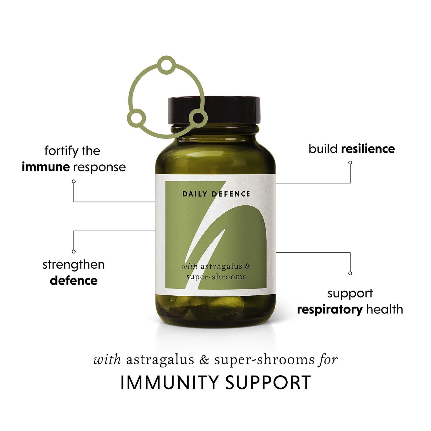 The Herbtender Immune Defence Capsules with Astragalus and Shrooms 60 Vegan, UK version