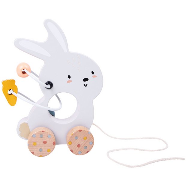Chad Valley wooden pull along bunny toy - British product
