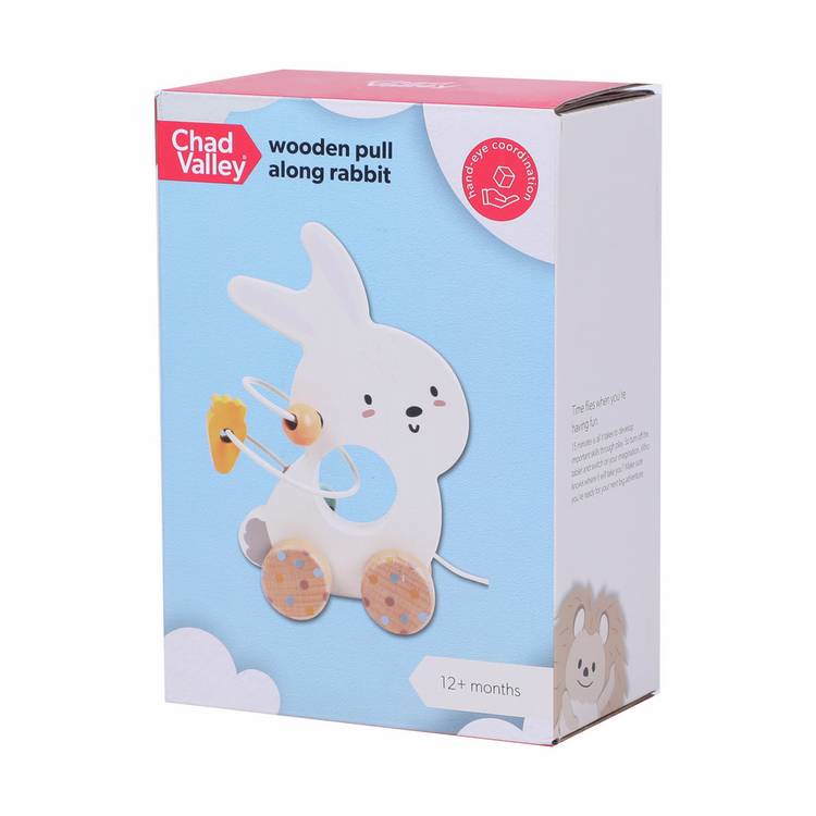 Chad Valley wooden pull along bunny toy - British product