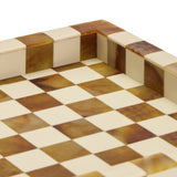 Habitat checkered trinket tray brown wood and resin - British product