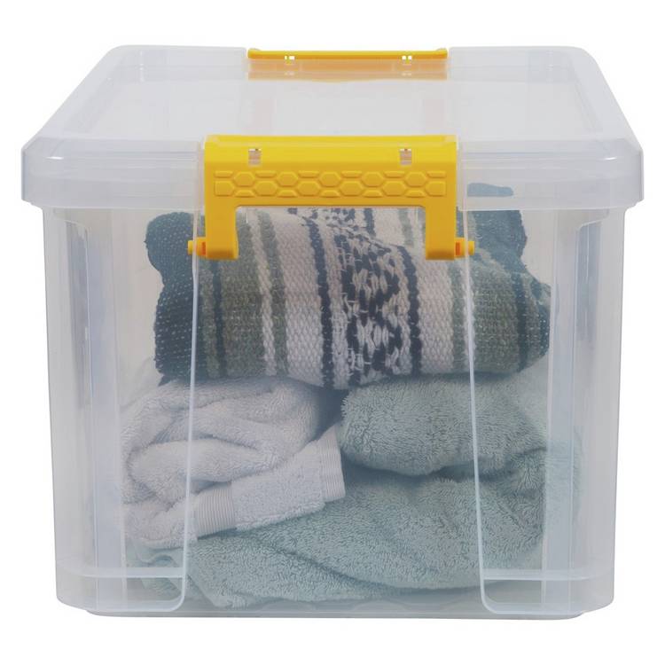 Strata Stackmaster 35L clear storage box, UK version