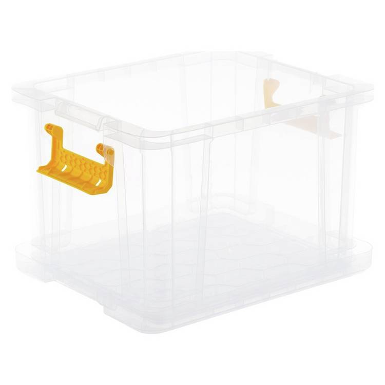 Strata Stackmaster 35L clear storage box, UK version