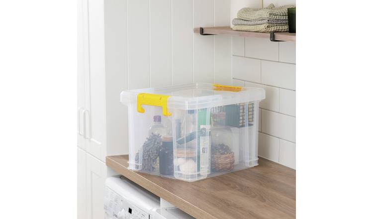 Strata Stackmaster 35L clear storage box, UK version