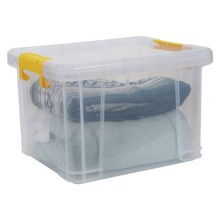 Strata Stackmaster 35L clear storage box, UK version