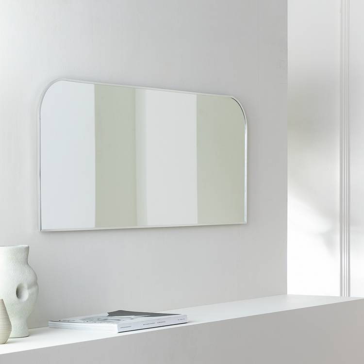 Habitat silver round edge rectangular wall mirror 40x100cm, imported from the UK