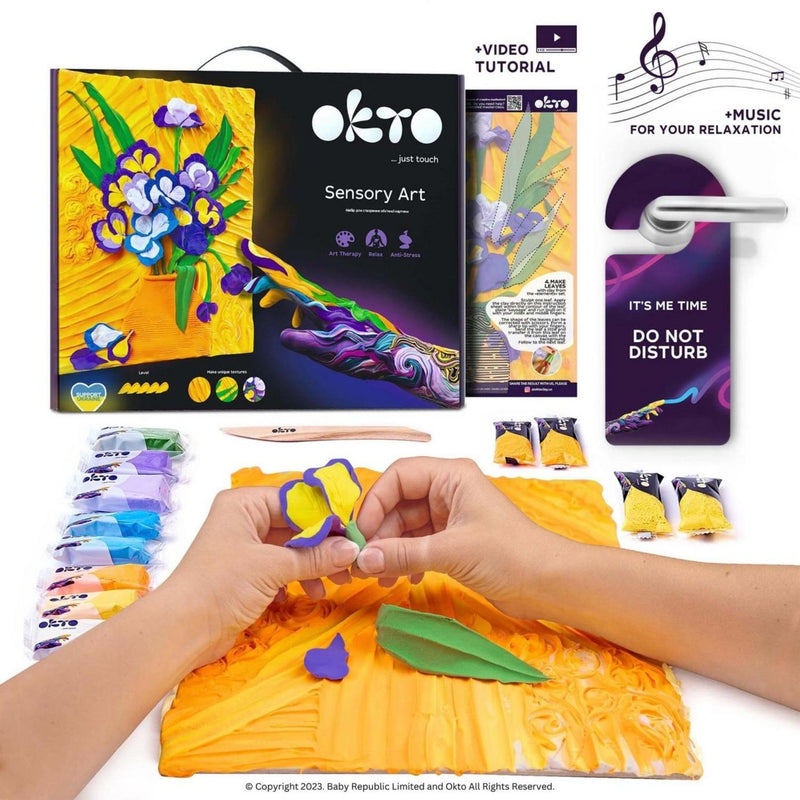 Okto DIY air dry clay Irises art kit, imported from the UK
