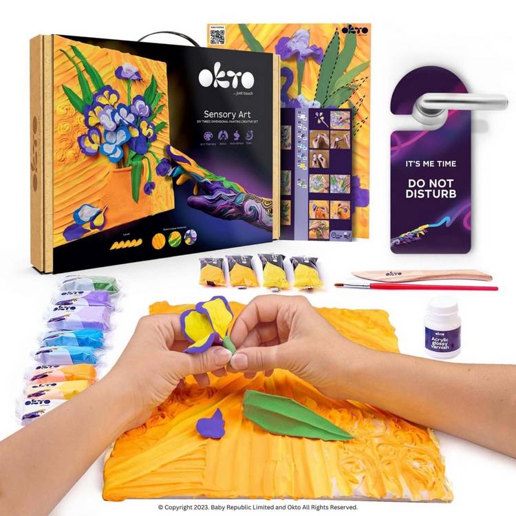 Okto DIY air dry clay Irises art kit, imported from the UK
