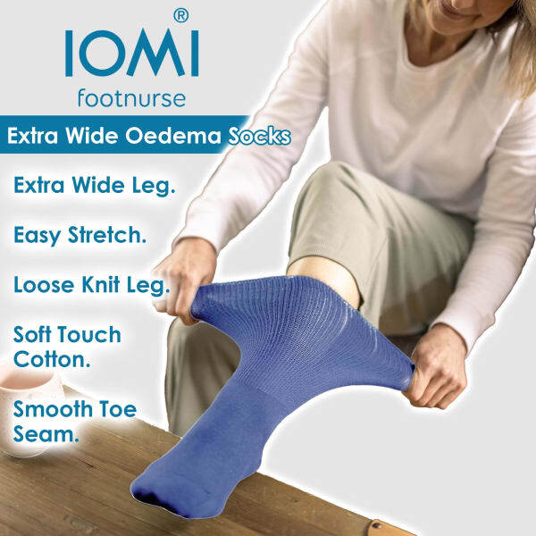 IOMI unisex oedema cotton socks extra wide, UK version