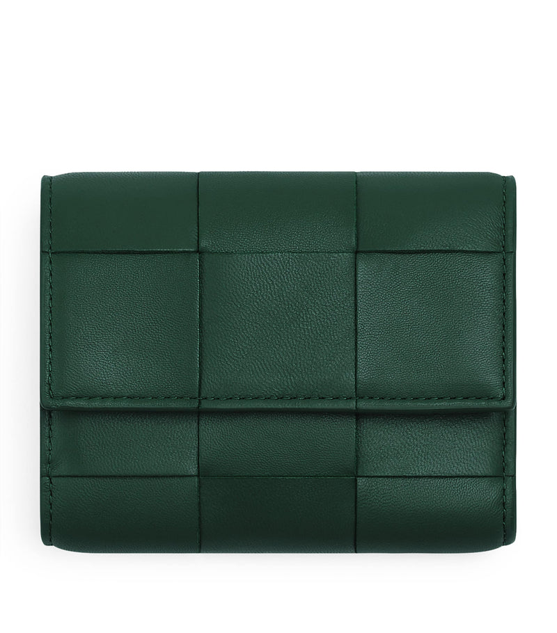 Leather Intreccio Trifold Wallet