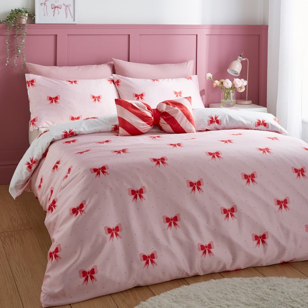 Sassy B Dotty Bows pink bedding set double (British brand)
