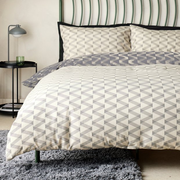 Argos Home single zig-zag bedding set with pillowcase (British brand)