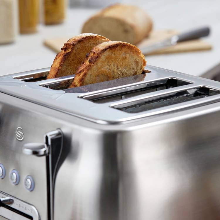 Swan retro 4 slice toaster stainless steel, imported from the UK