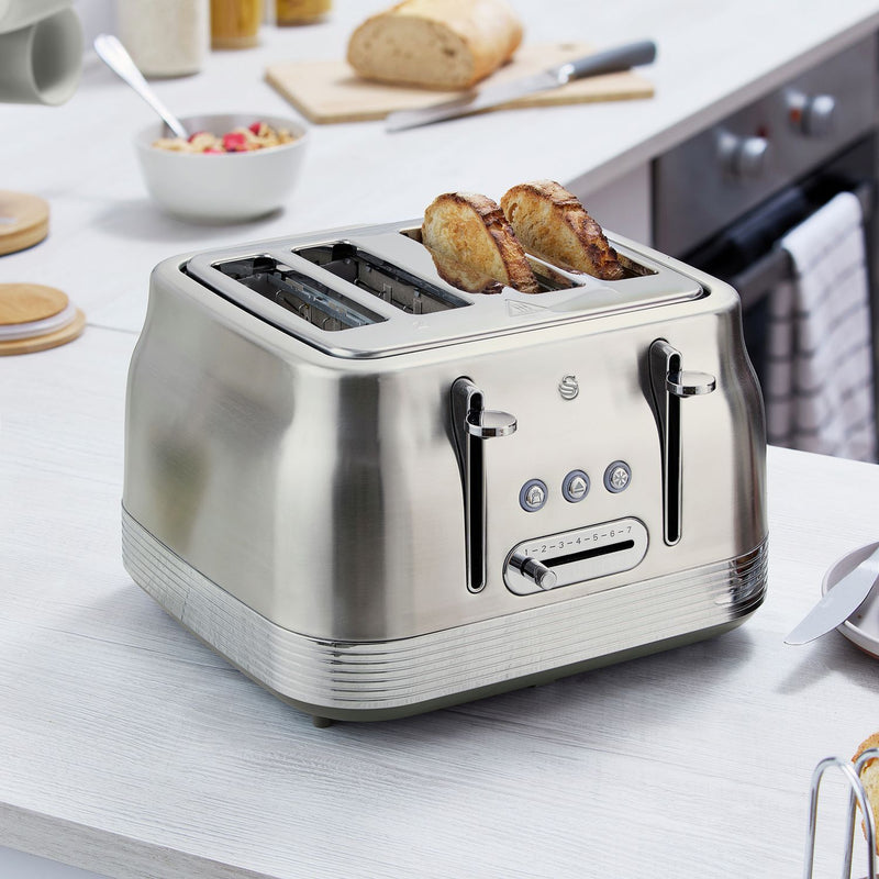 Swan retro 4 slice toaster stainless steel, imported from the UK