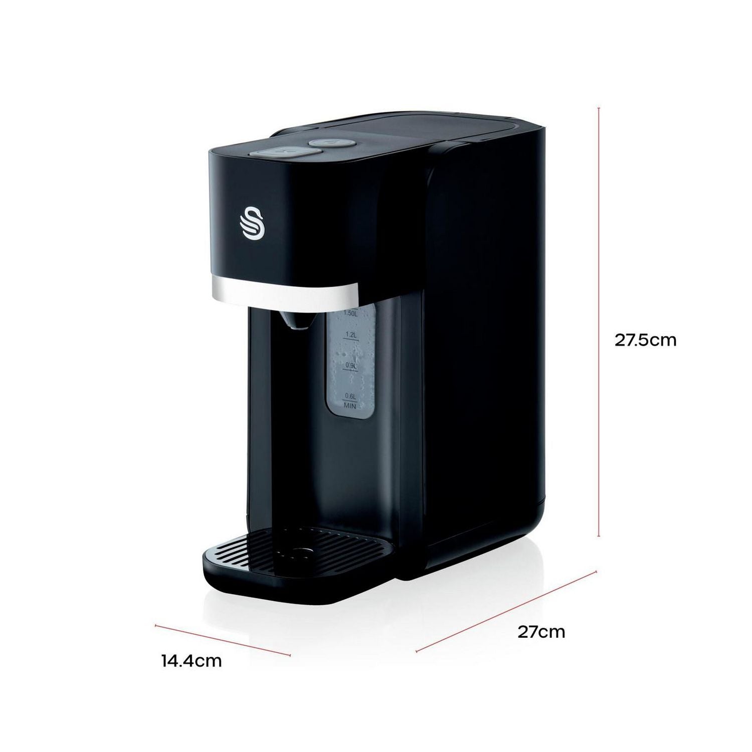 Swan black instant hot water dispenser 1.5 litres, imported from the UK