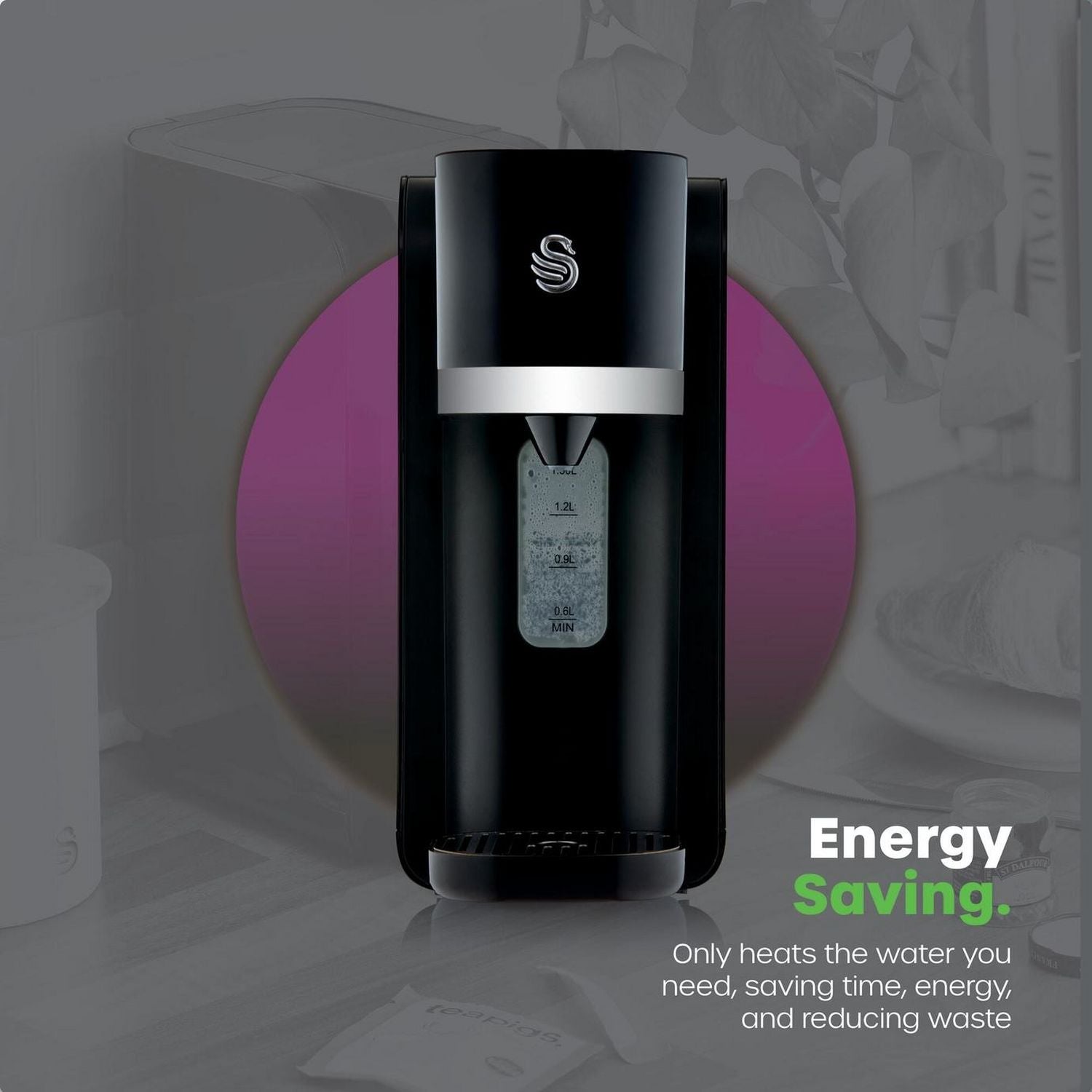 Swan black instant hot water dispenser 1.5 litres, imported from the UK