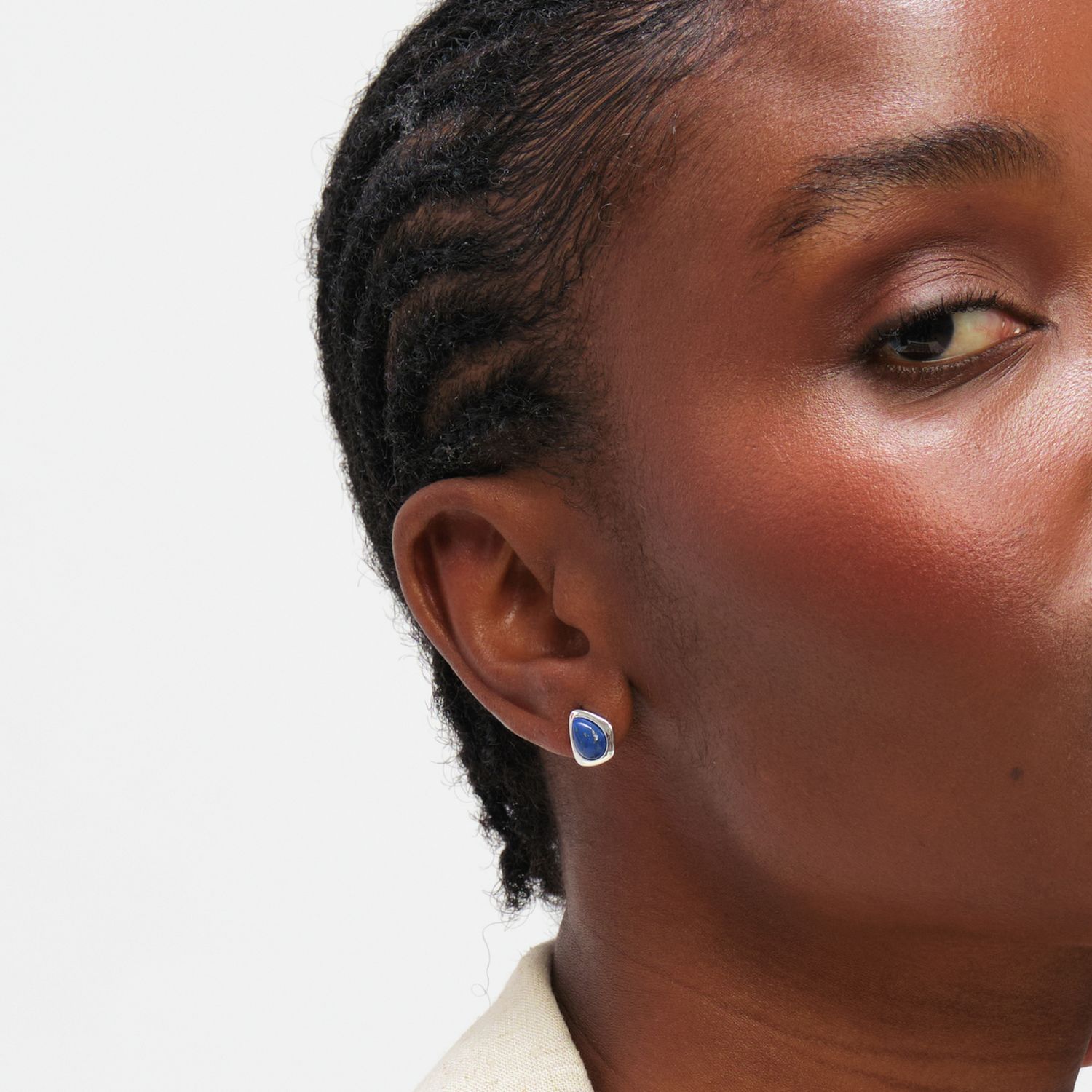 Inicio silver plated lapis stud earrings, imported from the UK