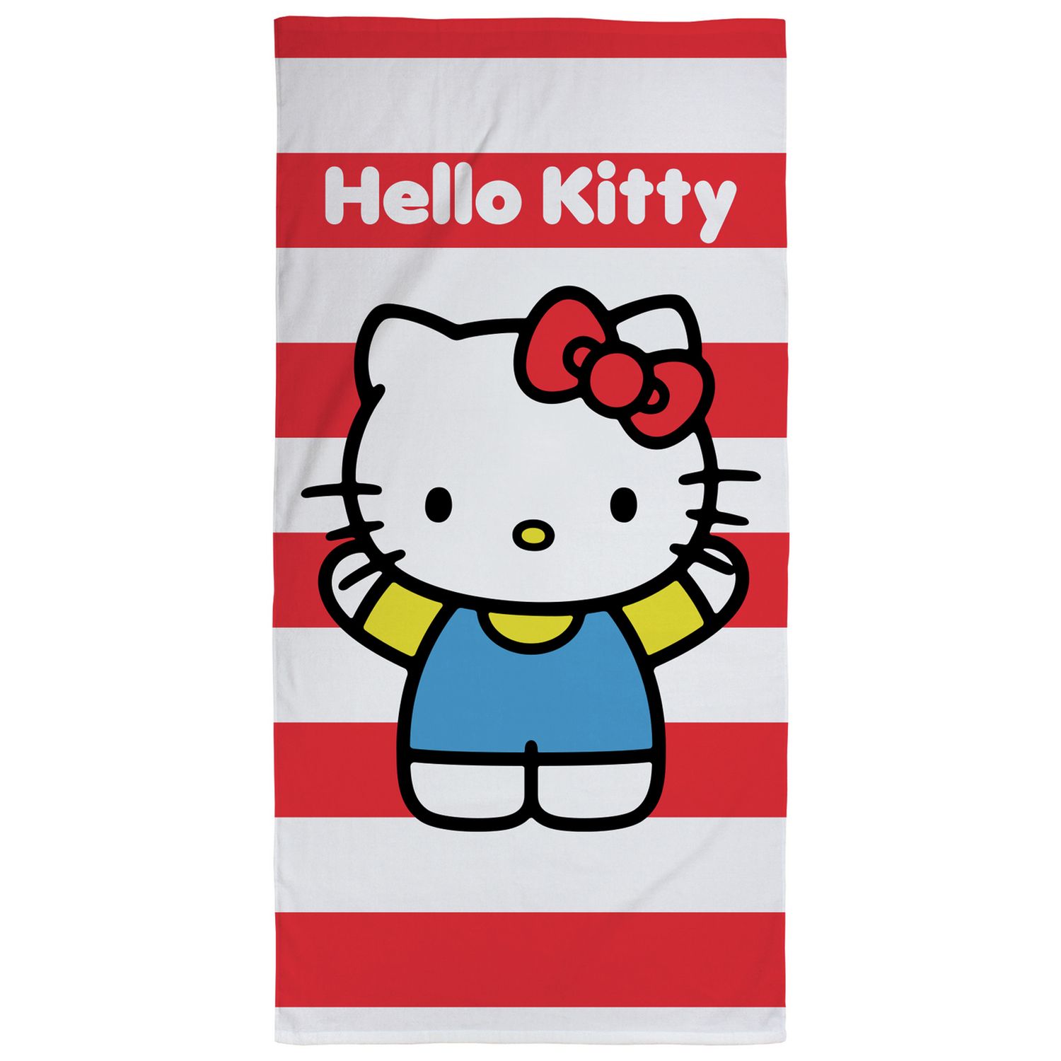 Hello Kitty cotton stripe bath towel red 140x70cm - British product