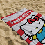Hello Kitty cotton stripe bath towel red 140x70cm - British product