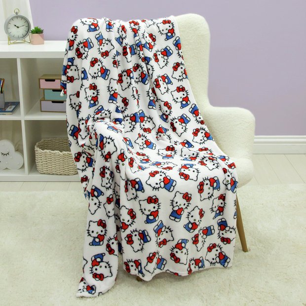 Hello Kitty fleece throw white 100x150cm, imported from the UK