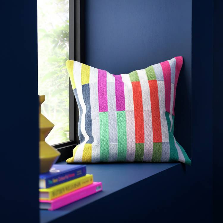 Margo Selby Janie colour blocked cushion 43x43cm, UK version