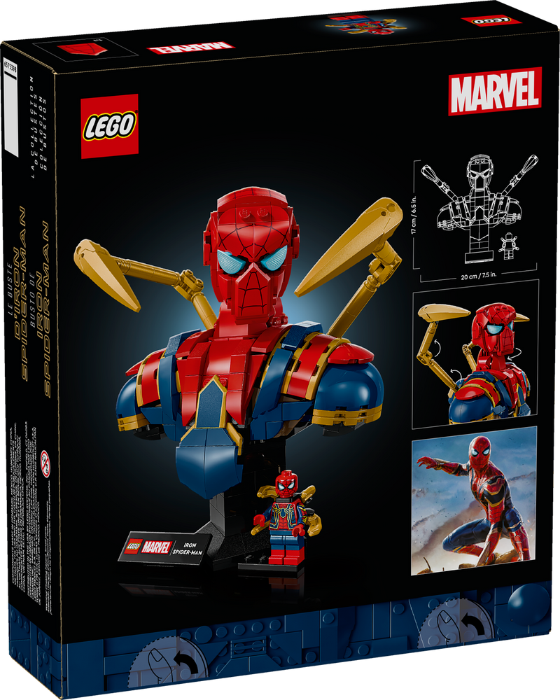 LEGO Iron Spider-Man Bust Marvel Model, imported from the UK