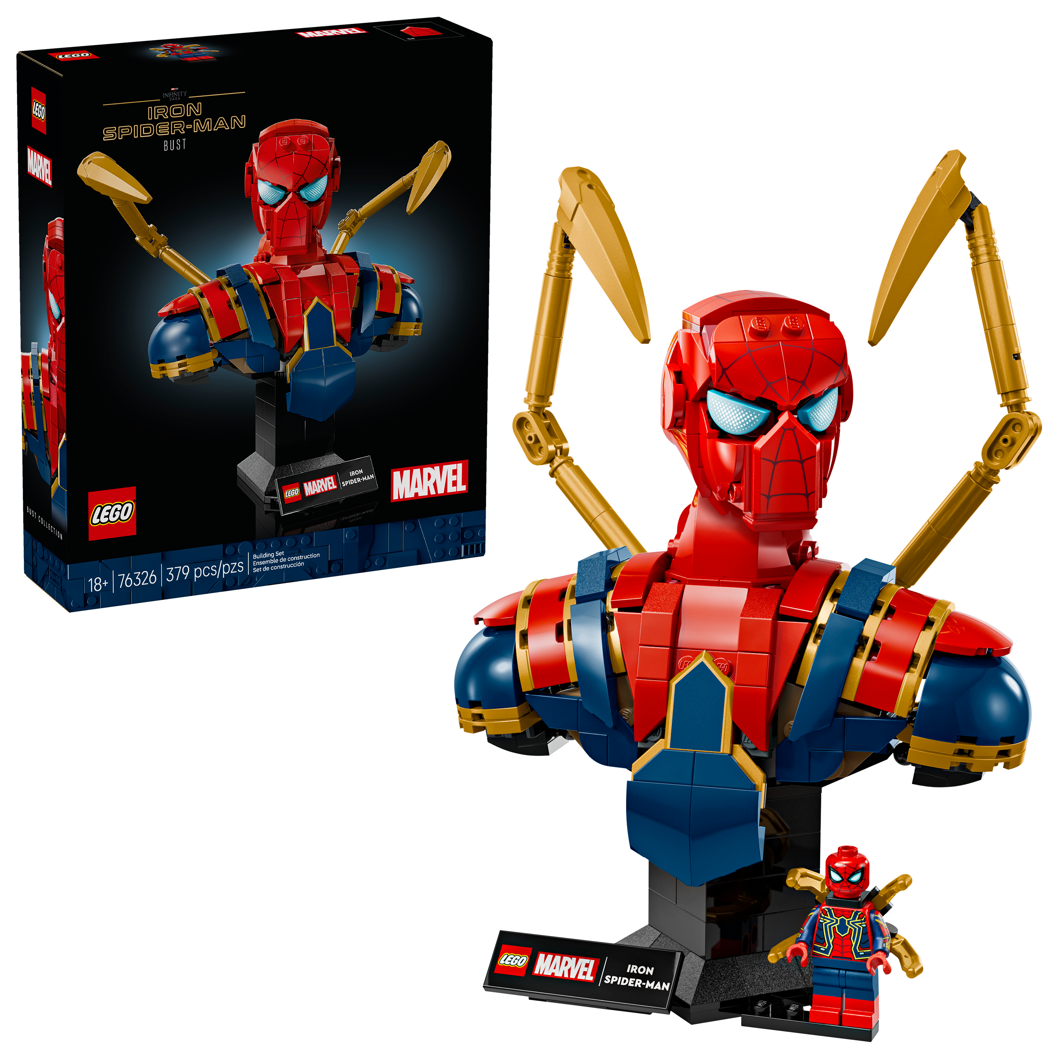 LEGO Iron Spider-Man Bust Marvel Model, imported from the UK