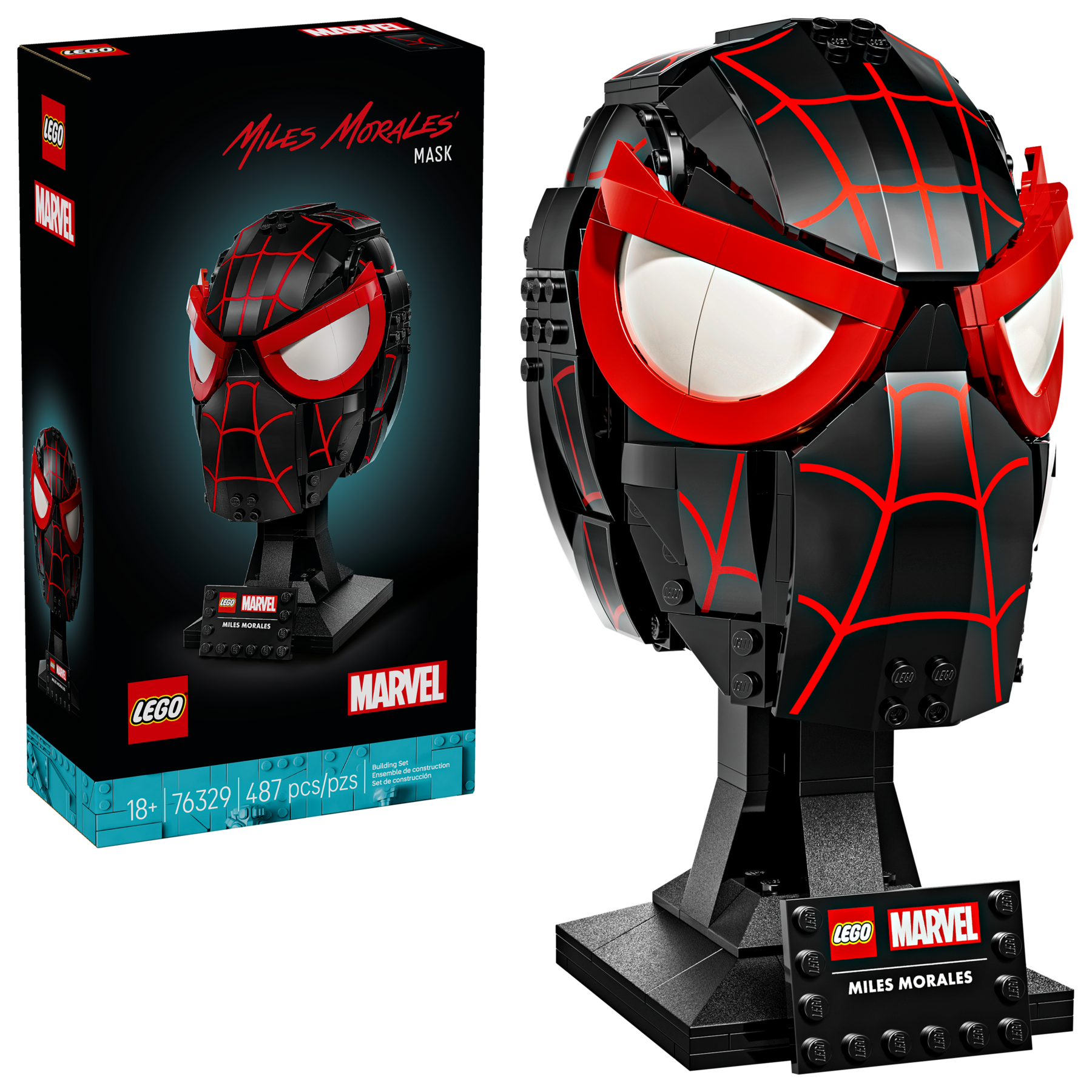 LEGO Miles Morales Mask Buildable 487 Pieces, imported from the UK