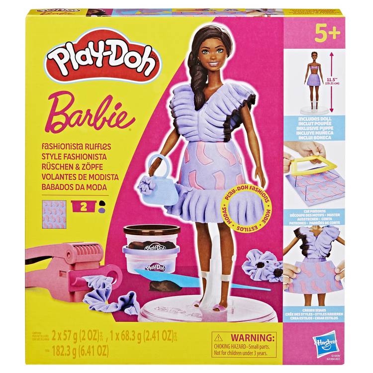 Play-Doh Barbie fashion toy set Ruffles with 2 tubs, imported from the UK