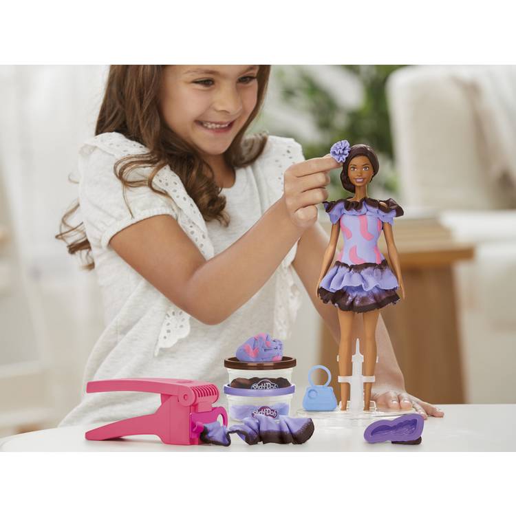 Play-Doh Barbie fashion toy set Ruffles with 2 tubs, imported from the UK