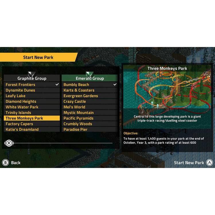 RollerCoaster Tycoon Classic Nintendo Switch game card - UK version