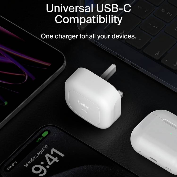 Belkin 20W USB-C compact fast charger - British product