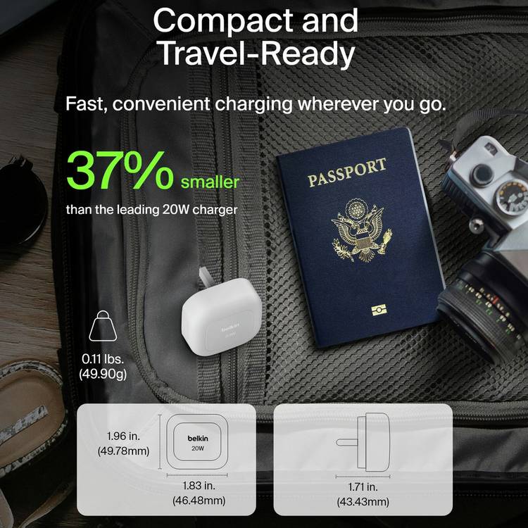 Belkin 20W USB-C compact fast charger - British product