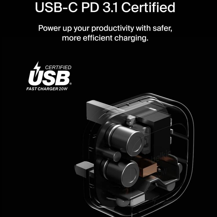 Belkin 20W USB-C compact fast charger - British product