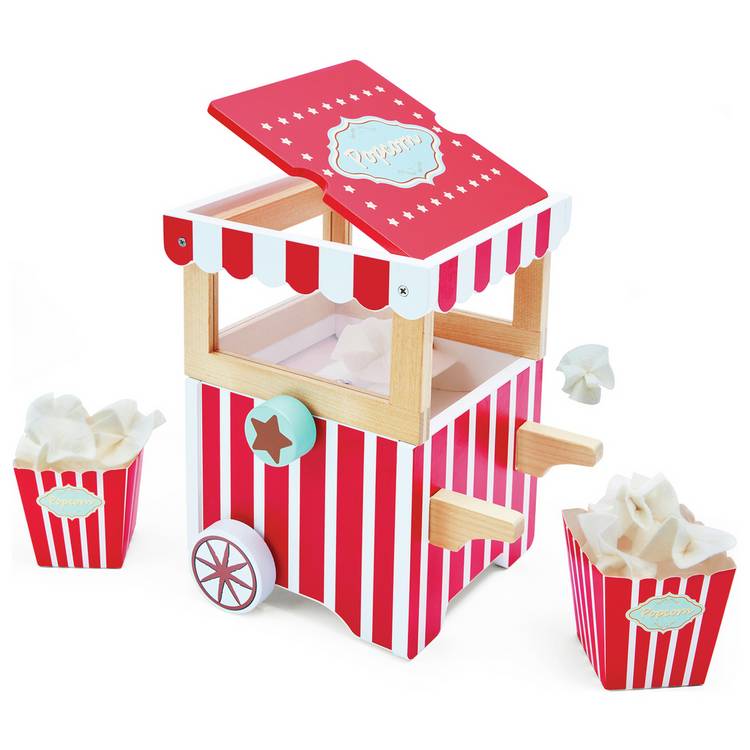 Chad Valley wooden popcorn maker with kernels and boxes (British brand)