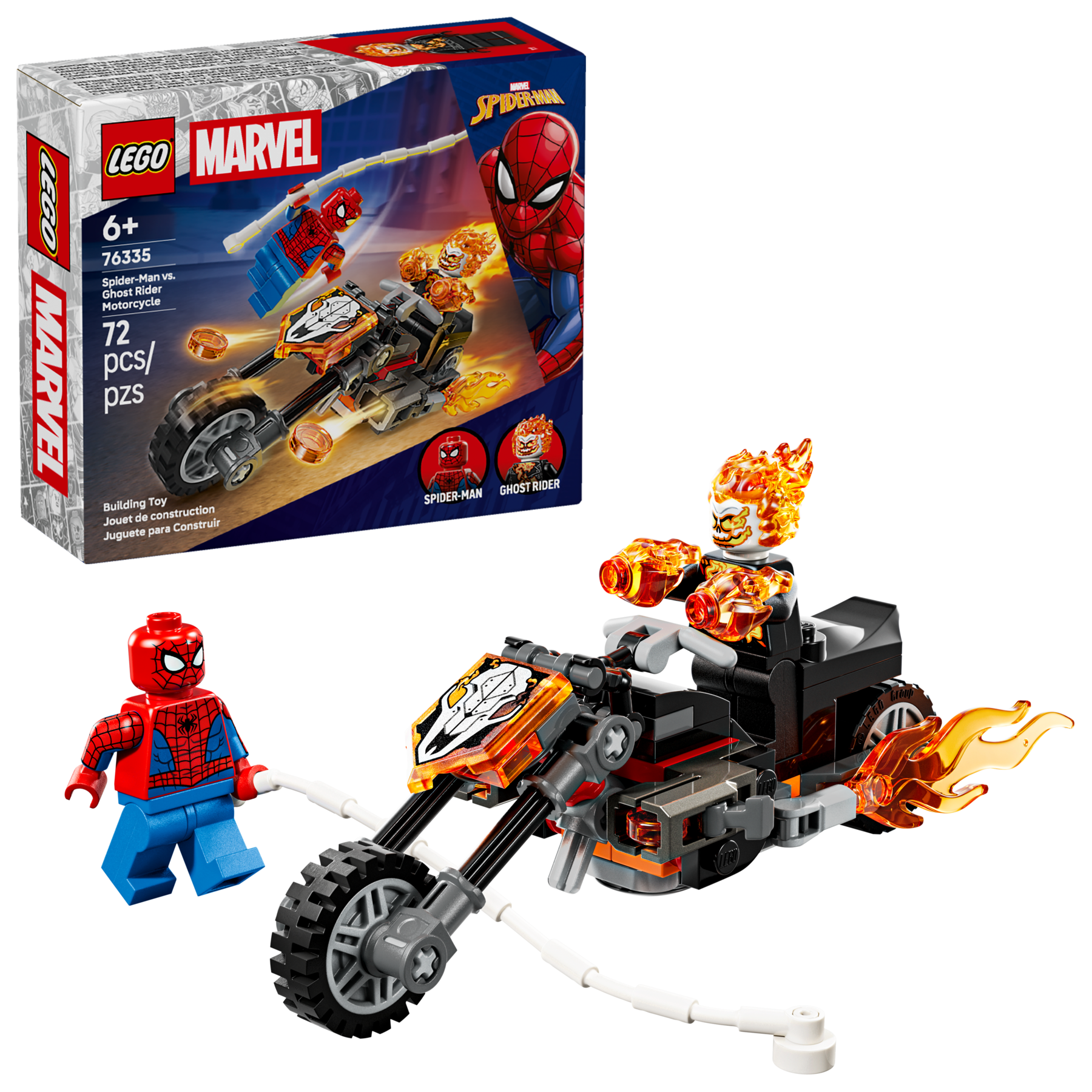 LEGO Marvel motorcycle building set 72 pieces (British brand)