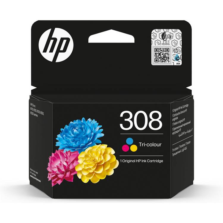 HP 308 original tri-colour ink cartridge, UK version