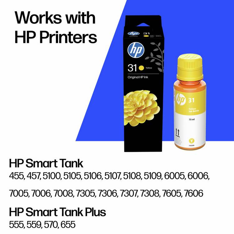 HP 31 high yield yellow ink bottle 70ml, UK version